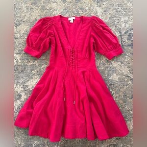 House of Harlow 1960 Mini Flare Linen Laced Dress Magenta women’s size 0